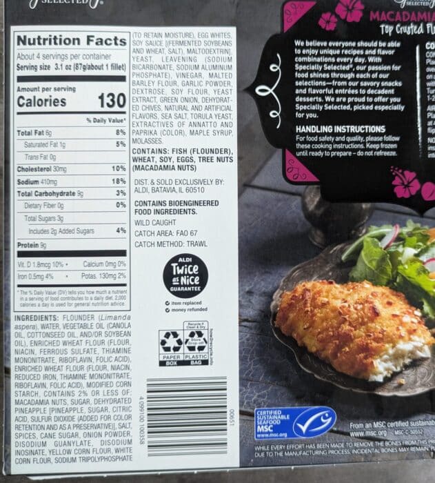 Specially Selected Macadamia Nut Top Crusted Flounder