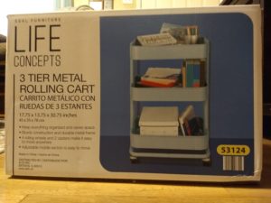 SOHL Furniture Life Concepts 3 Tier Metal Rolling Cart