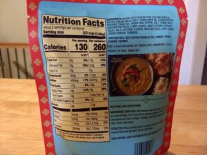 Trader Joe's Indian Fare Yellow Tadka Dal ingredients and nutrition