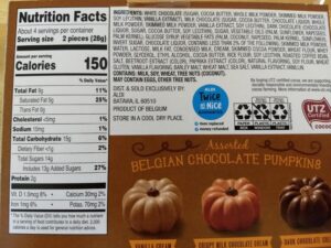 Choceur Belgian Chocolate Pumpkins nutrition information and ingredients