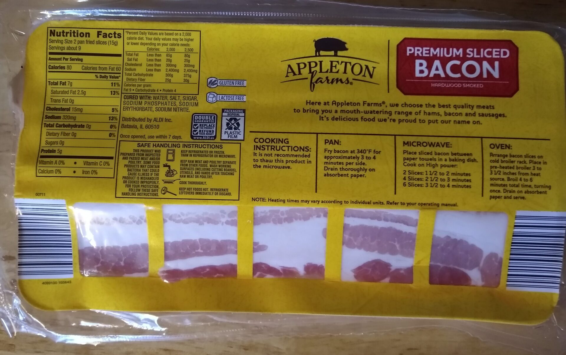 1 slice back bacon calories