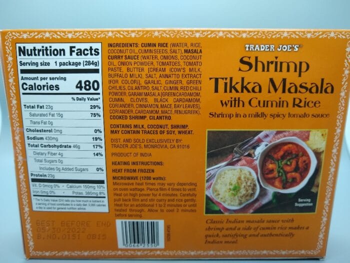 Trader Joe's Shrimp Tikka Masala with Cumin Rice