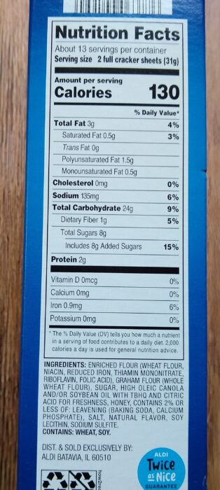 Aldi Graham Crackers - Nutrition Information
