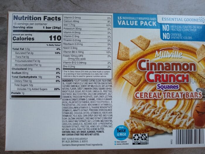 Millville Cinnamon Crunch Squares Cereal Bars