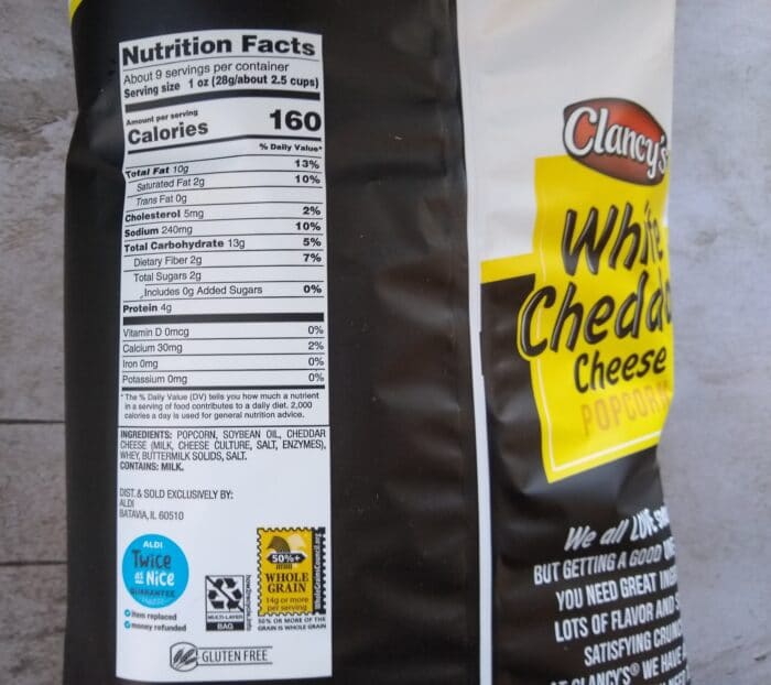 Clancy's White Cheddar Cheese Popcorn - ingredients