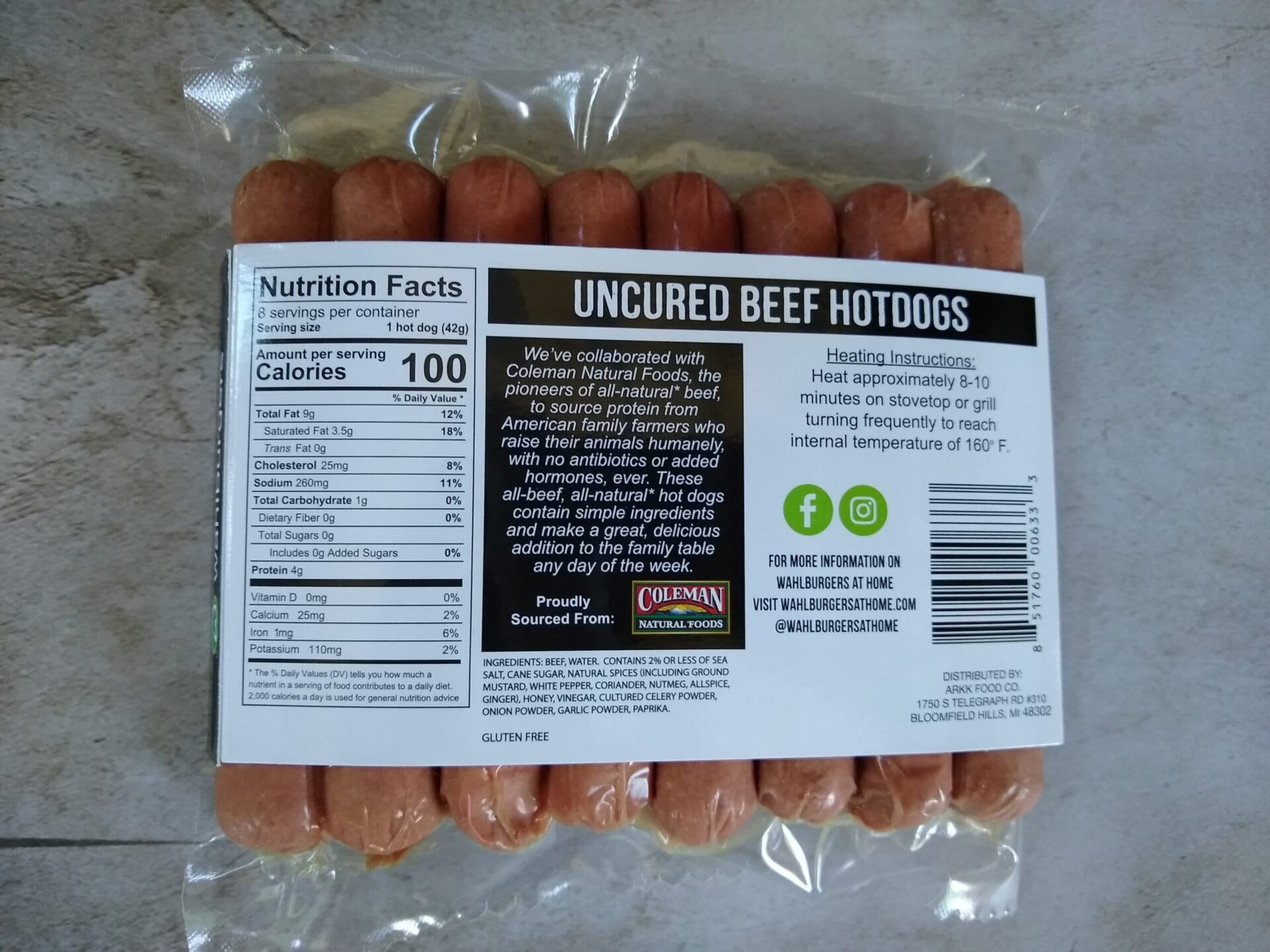 Wahlburgers Beef Uncured Hot Dogs