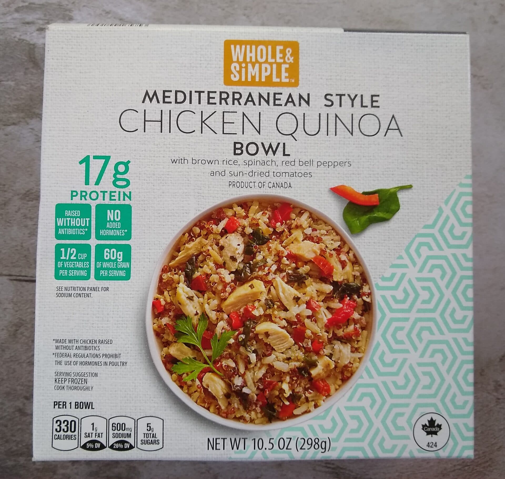 Whole & Simple Mediterranean Style Chicken Quinoa Bowl