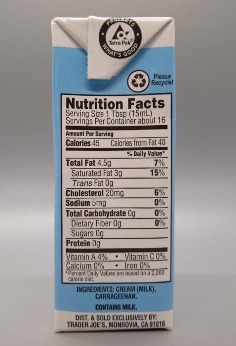 Trader Joe's Shelf Stable Whipping Cream