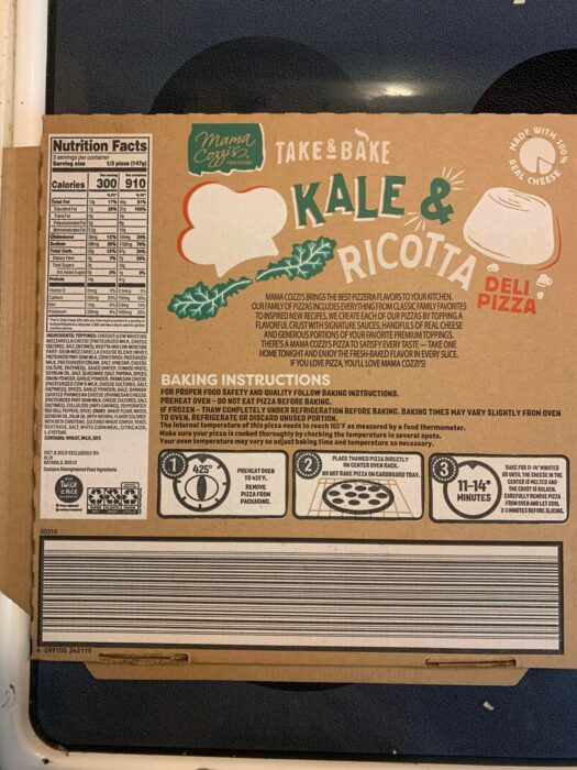 Mama Cozzi's Take and Bake Kale and Ricotta Deli Pizza