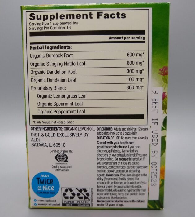 Simply Nature Organic Herbal Detox Tea Supplement
