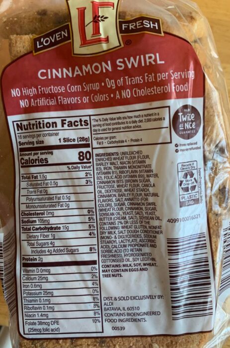 L'Oven Fresh Cinnamon Swirl Bread