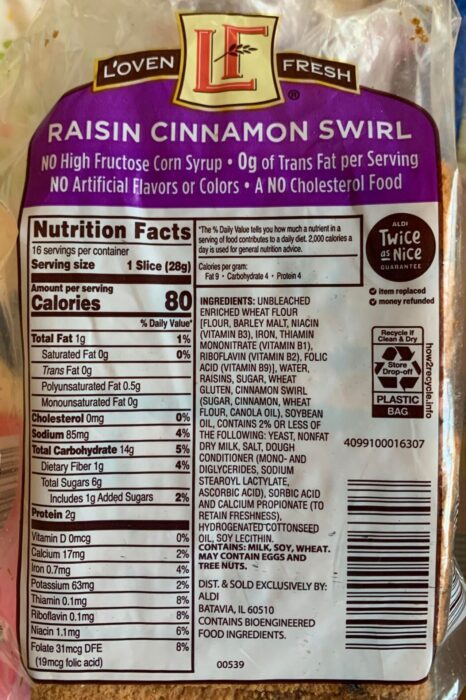 L'Oven Fresh Raisin Cinnamon Swirl Bread