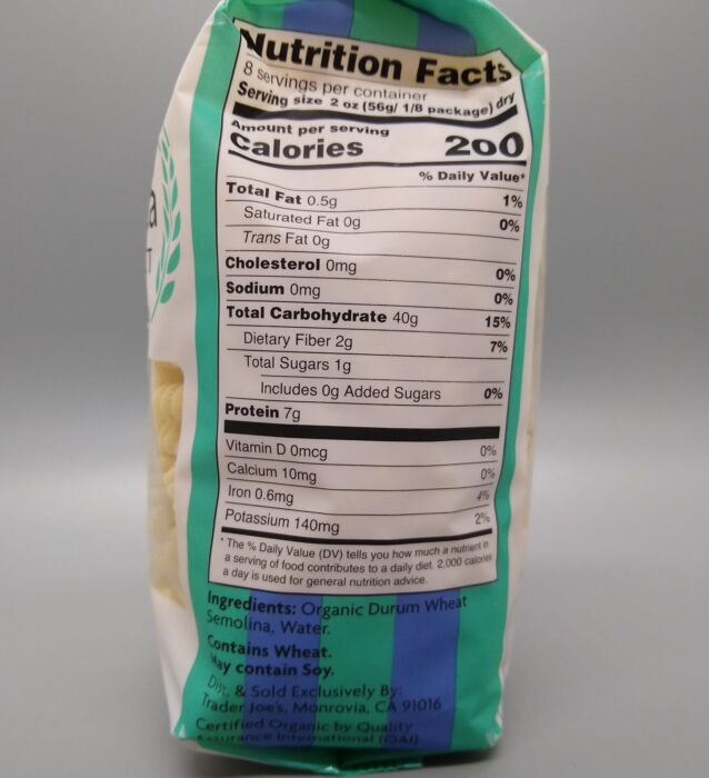 Trader Joe's Organic Fusilli Corti Bucati Pasta