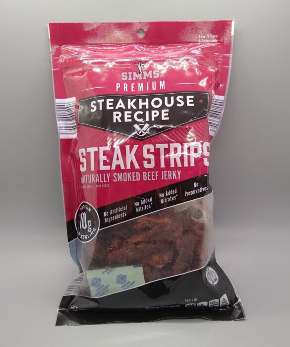 Simms Premium Steakhouse Recipe Steak Strips: Naturally Smoked Beef Jerky