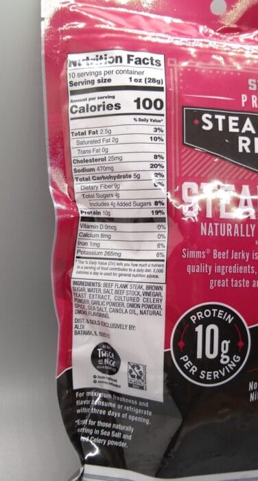 Simms Premium Steakhouse Recipe Steak Strips: Naturally Smoked Beef Jerky