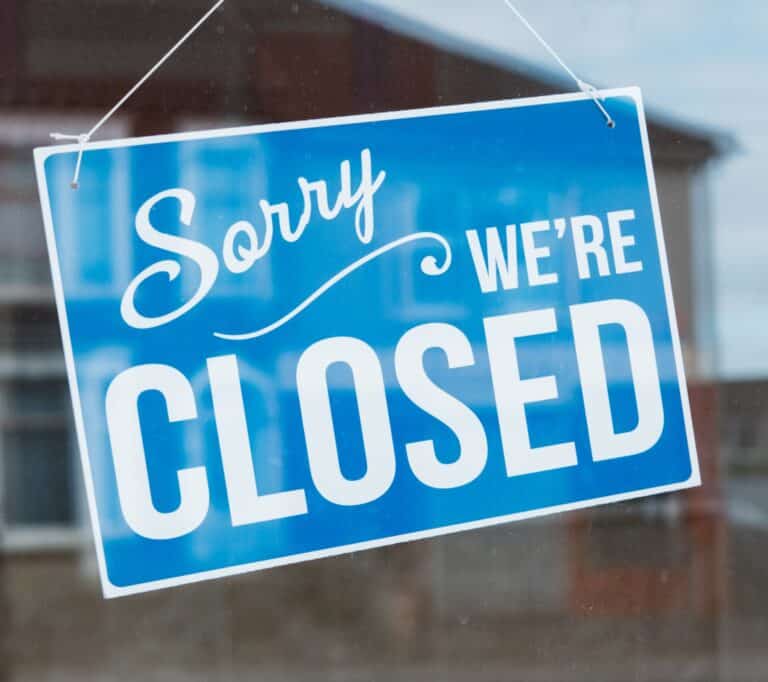 Sorry We're Closed Sign
