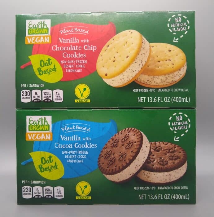 Earth Grown Vegan Vanilla with Chocolate Chip Cookies and Vanilla with Cocoa Cookies