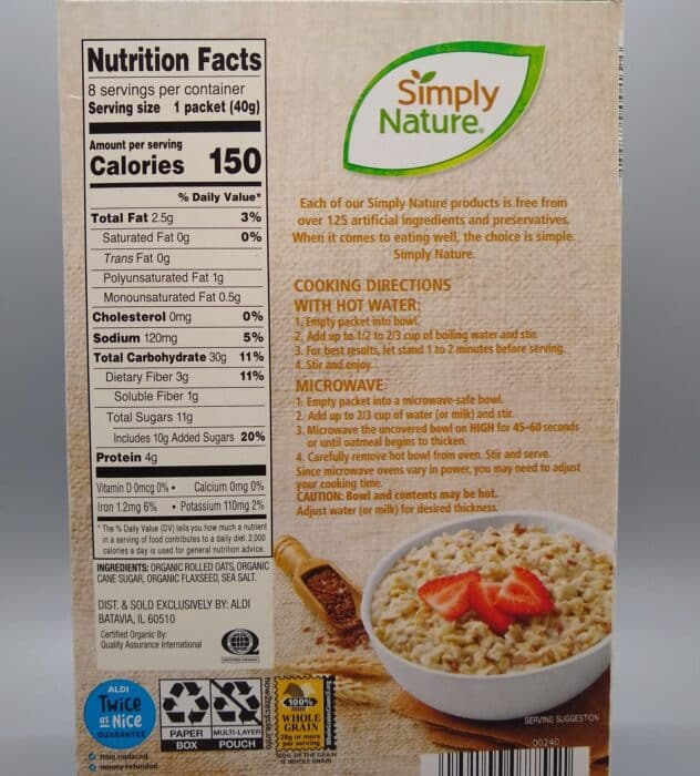 Simply Nature Organic Oats & Flax Instant Oatmeal