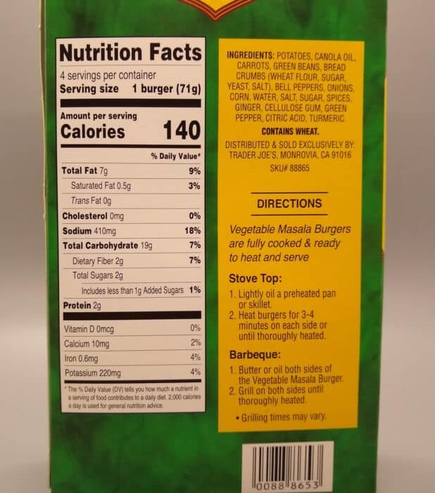 Trader Joe's Vegetable Masala Burgers
