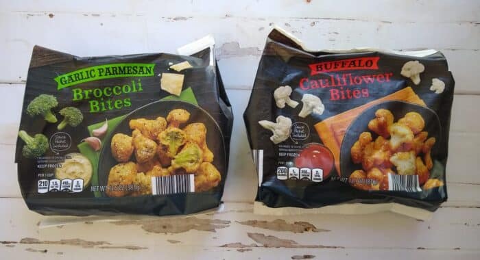 Season's Choice Garlic Parmesan Broccoli Bites and Season's Choice Buffalo Cauliflower Bites