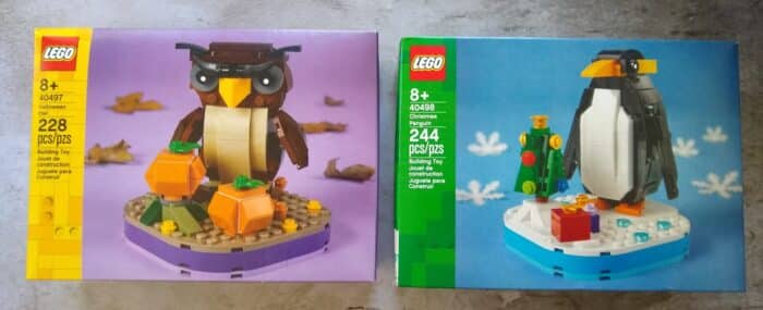 LEGO Halloween Owl and the LEGO Christmas Penguin