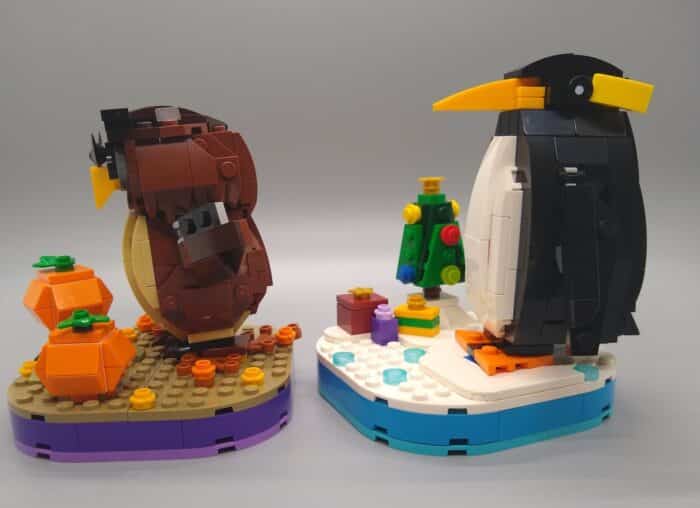 LEGO Halloween Owl and the LEGO Christmas Penguin