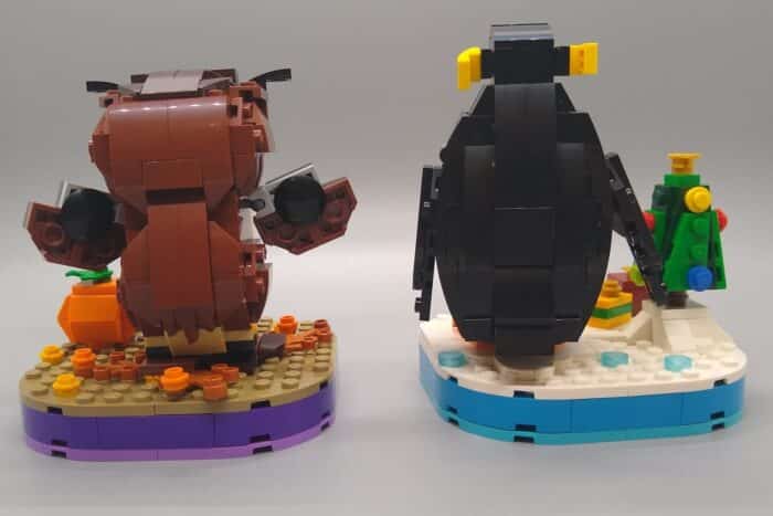 LEGO Halloween Owl and the LEGO Christmas Penguin