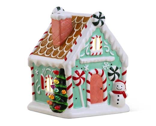 Merry Moments LED Gingerbread House in Green