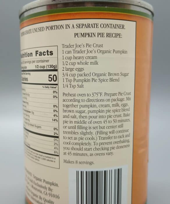 Trader Joe's Organic Pumpkin
