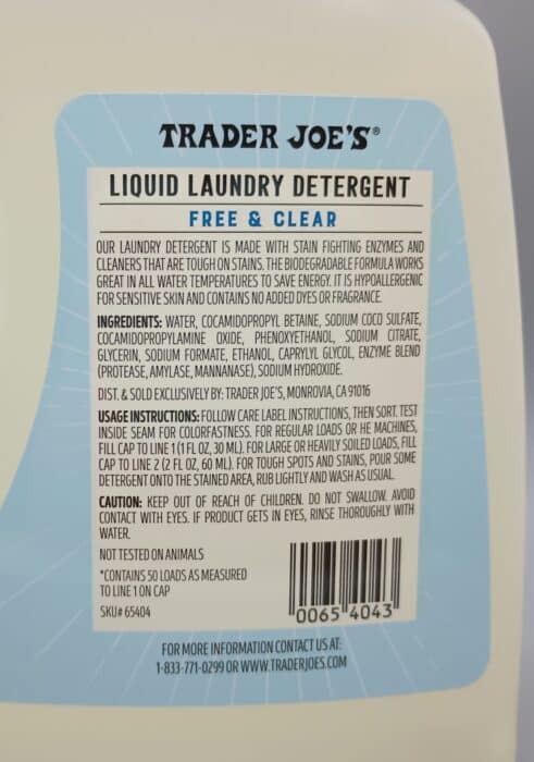 Trader Joe's Liquid Laundry Detergent with Stain Fighting Enzymes