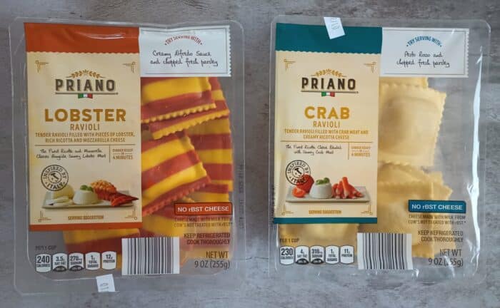 Priano Lobster Ravioli and Priano Crab Ravioli
