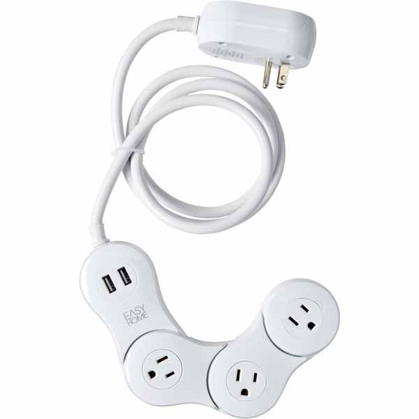 Easy Home Flexible 3-Outlet, 2-USB Surge Protector