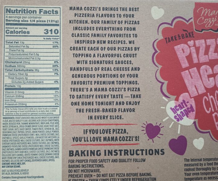 Mama Cozzi's Take & Bake Pizza My Heart Heart-Shaped Cheese Pizza
