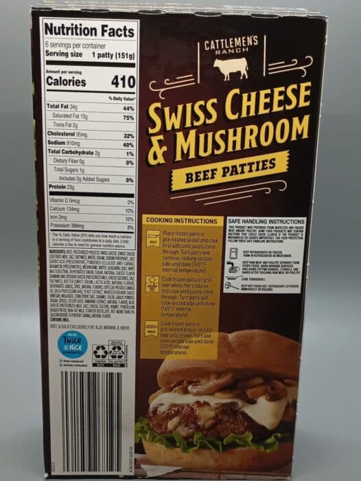 Cattlemen's Ranch Swiss Cheese and Mushroom Beef Patties