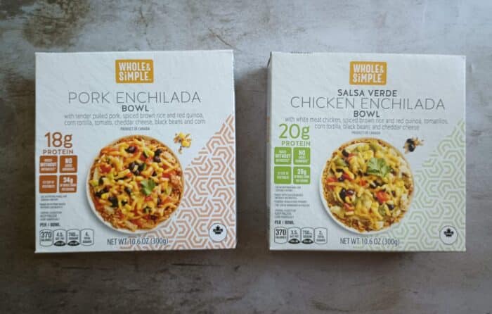 Whole & Simple Pork Enchilada Bowls and Whole & Simple Salsa Verde Chicken Enchilada Bowls