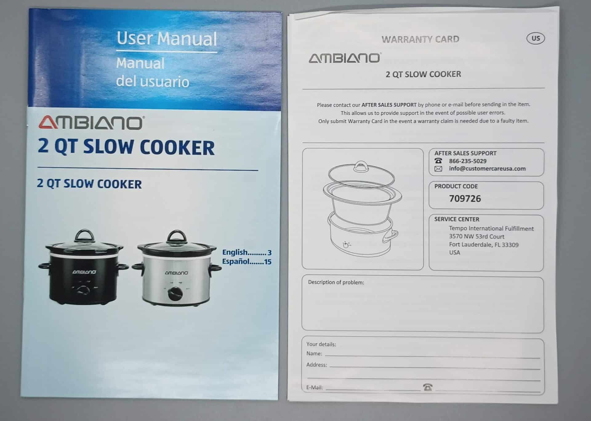 Ambiano 2 Quart Slow Cooker