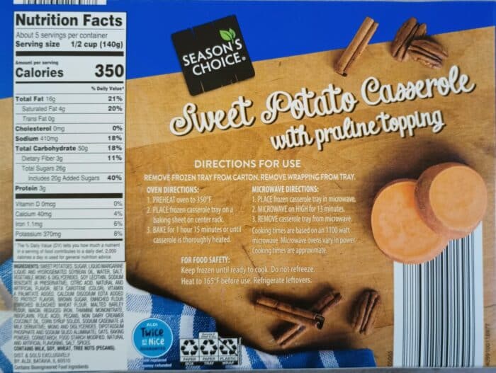 Season's Choice Sweet Potato Casserole with Praline Topping