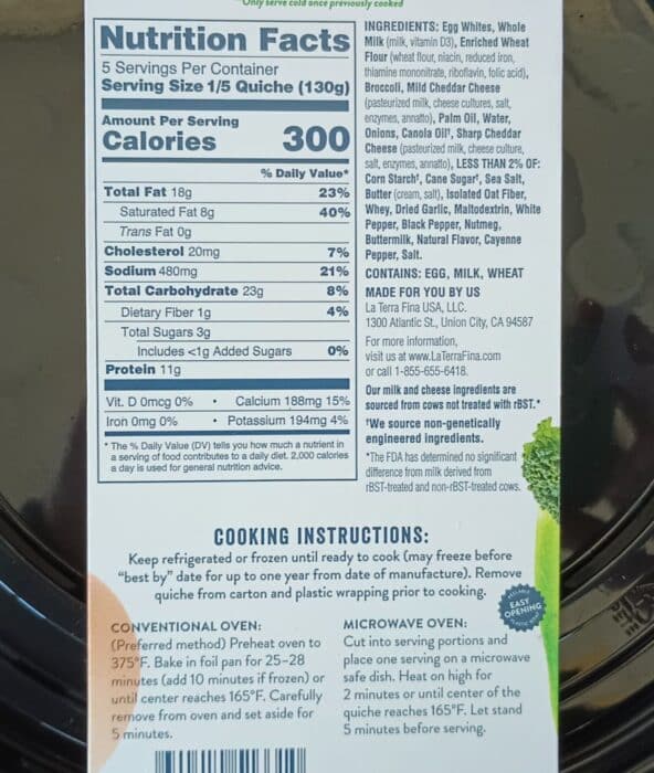 La Terra Fina Cheddar and Broccoli Quiche