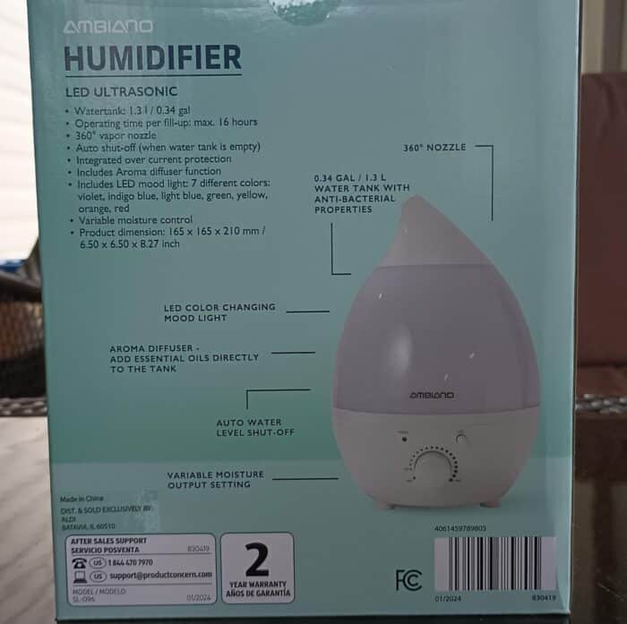 Ambiano LED Ultrasonic Humidifier
