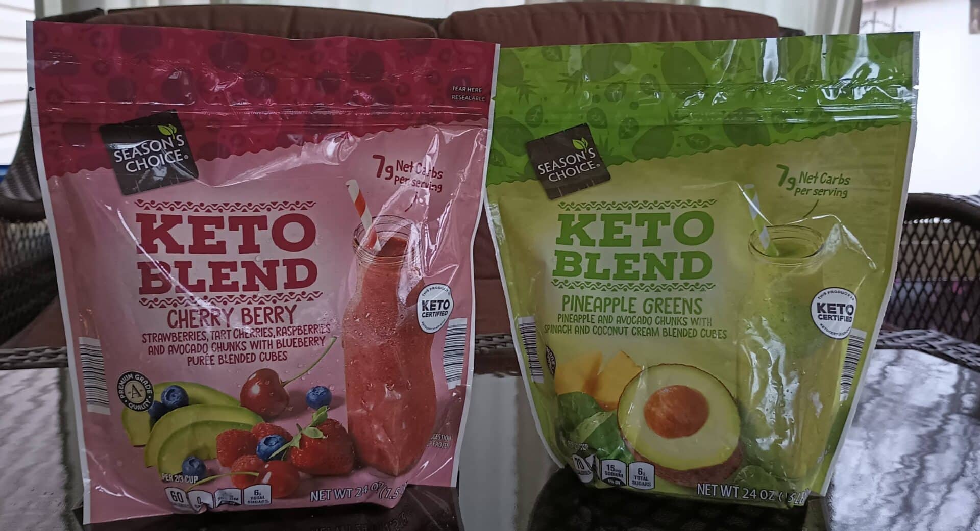 Season's Choice Cherry Berry Keto Blend and Season's Choice Pineapple Greens Keto Blend