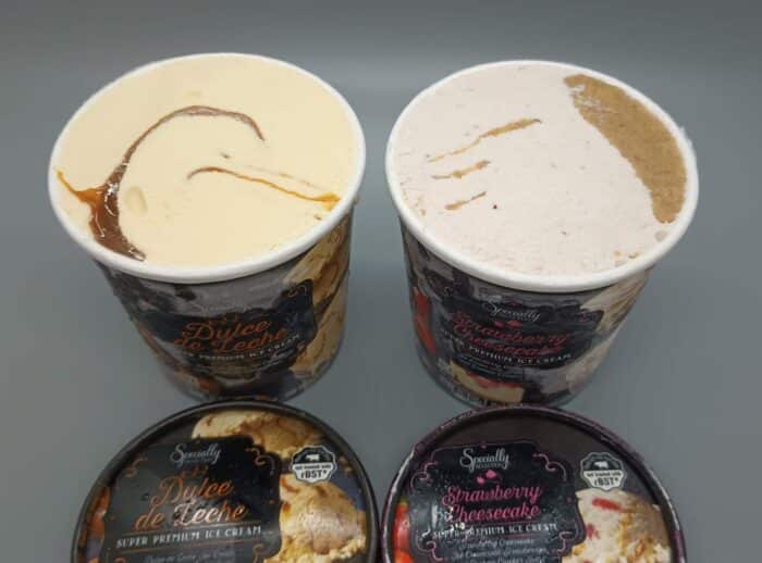 Specially Selected Dulce de Leche and Strawberry Cheesecake Super Premium Ice Cream