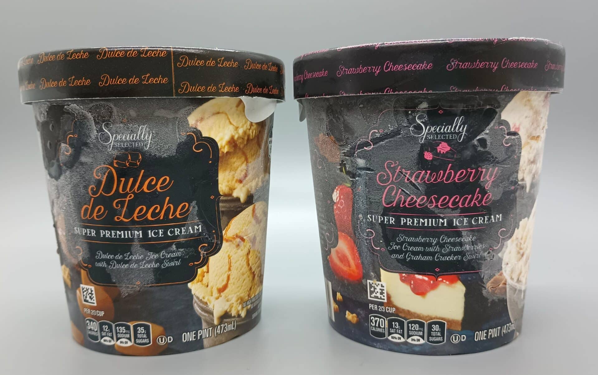 Specially Selected Dulce de Leche and Strawberry Cheesecake Super Premium Ice Cream