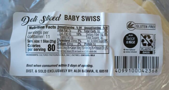 Aldi Deli Sliced Baby Swiss