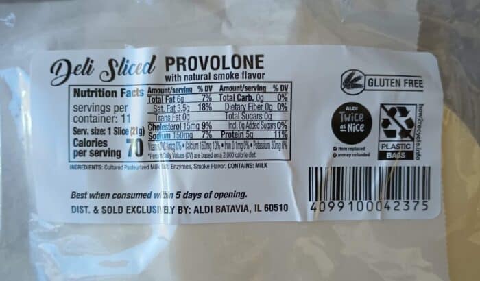 Aldi Deli Sliced Provolone
