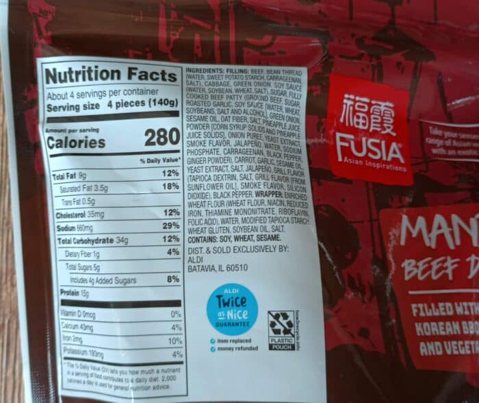 Fusia Asian Inspirations Beef Mandu Dumplings