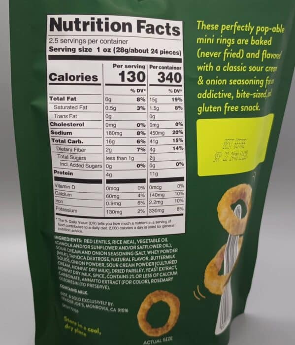 Trader Joe's Sour Cream & Onion Rings Lentil & Rice Snacks