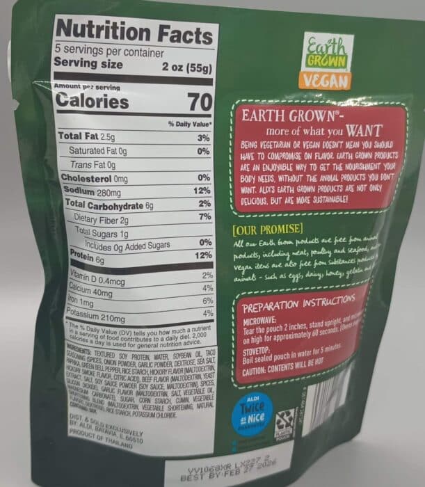 Earth Grown Plant-Based Taco Filling with Traditional Seasoning