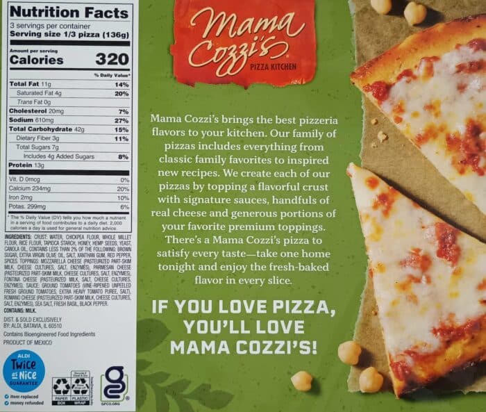 Mama Cozzi's Hot Honey Three Cheeses Chickpea Crust Pizza