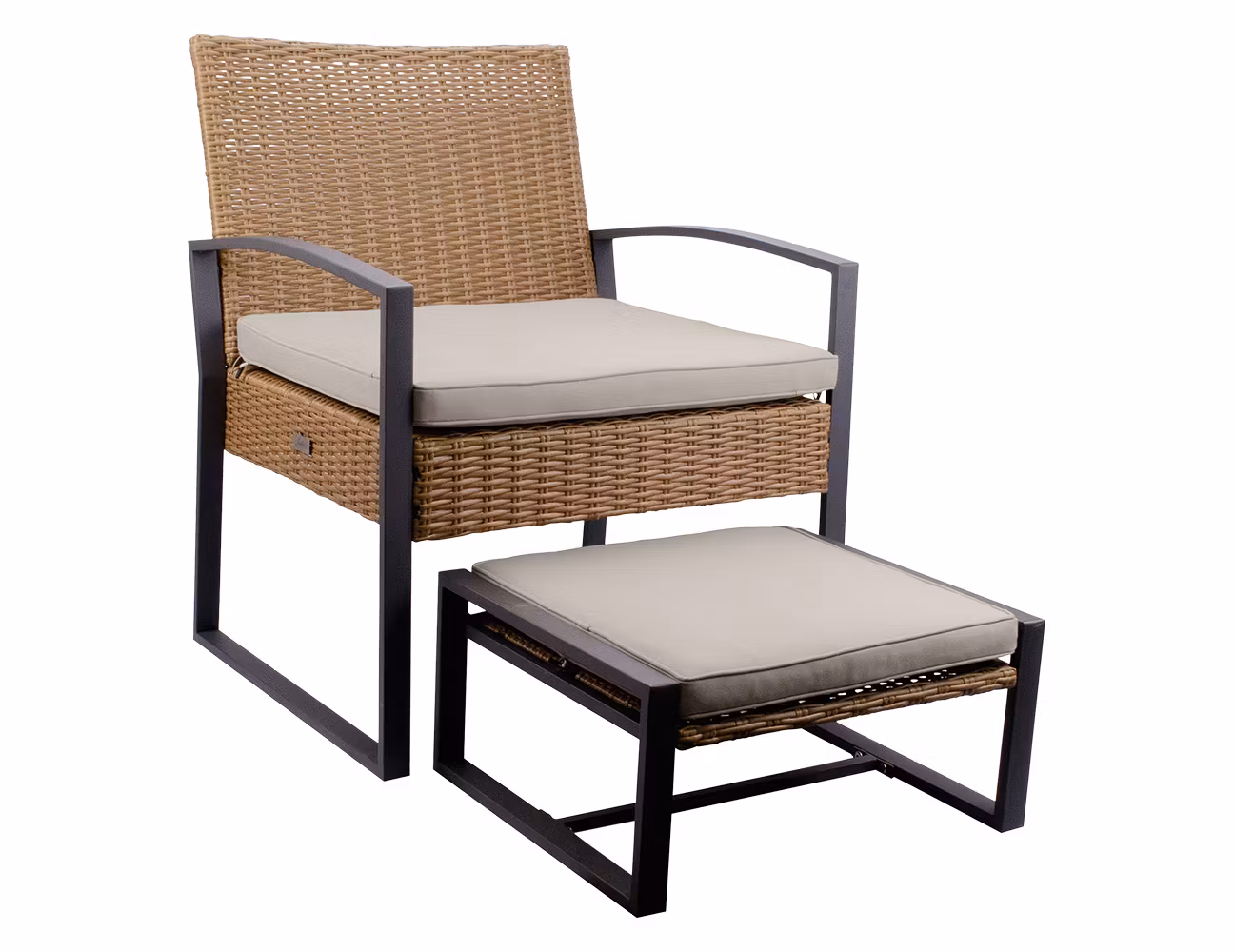 Rattan Chair with Ottoman