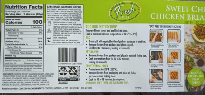 Aldi Fresh Grill Sweet Chili Lime Chicken Breast Skewers